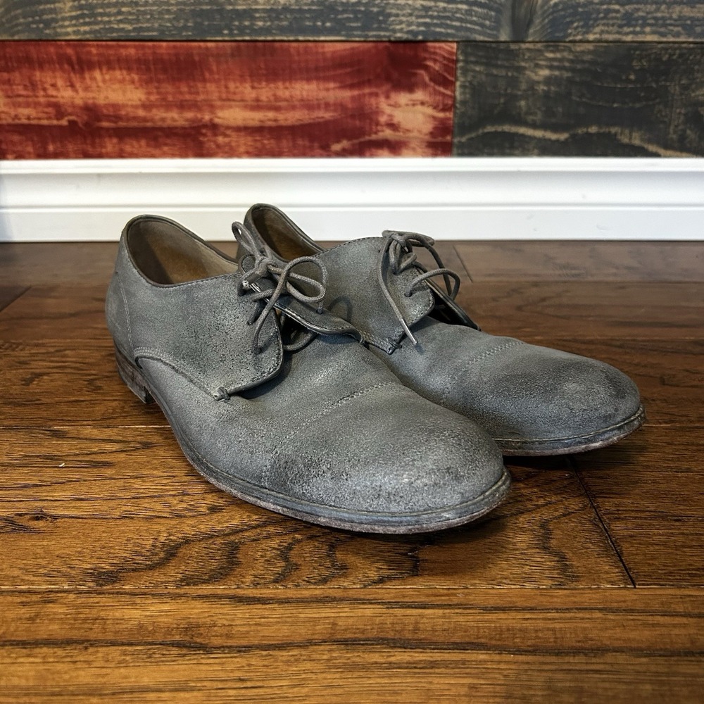 John Varvatos Leather Derby's Shoes Lace Formal Size 8 Mens Grey